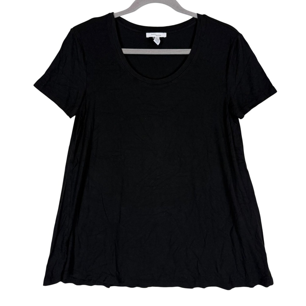Daily Ritual Shirt Womens Medium Black Scoop Neck Short Sleeve Stretch